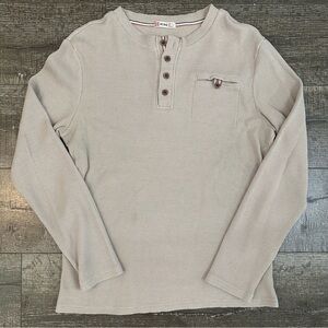 H2H Men's Beige Long Sleeve Henley Shirt